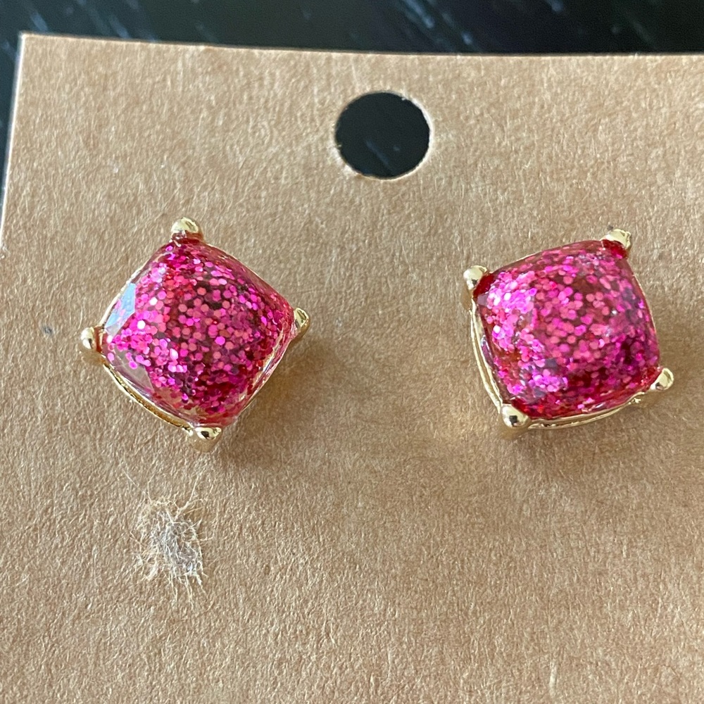 Pink glitter stud earrings-NWT